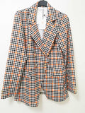 SUZZY-CHECK PATTERNED BUTTONED BLAZER
