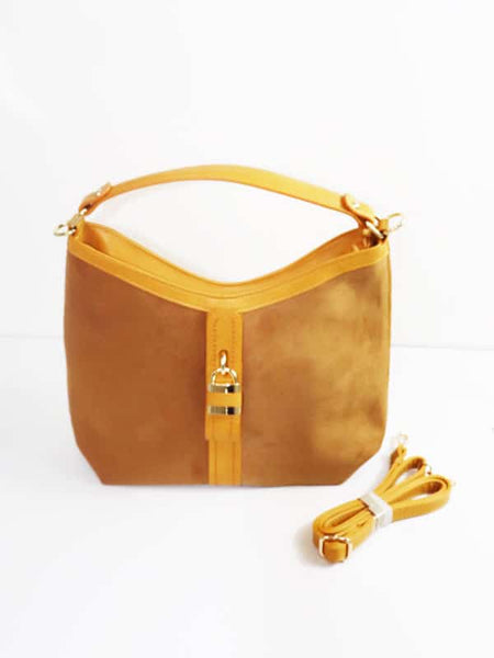 YELLOW SLOUCH BAG WITH PADLOCK