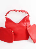 RED SLOUCH BAG WITH CLUTCH