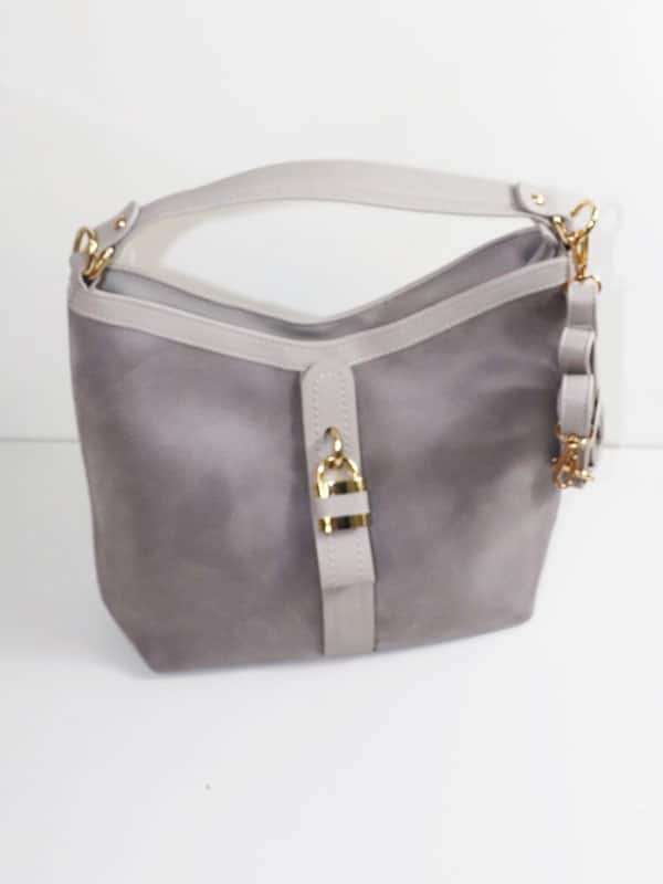 GREY SLOUCH BAG WITH PADLOCK StunningLook