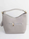 GREY SLOUCH BAG WITH PADLOCK