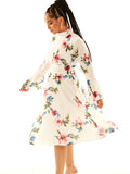 FLARE FLORAL WHITE DRESS