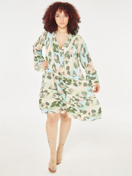 ALL OVER PINT FLARE DRESS